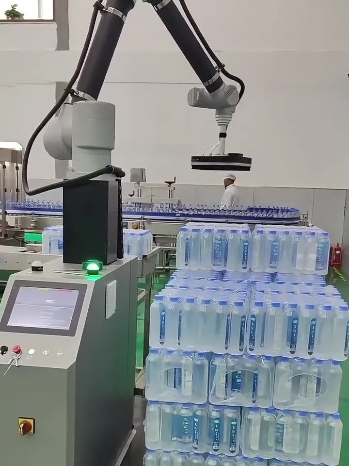 Shrink-wrapped Mineral Water Palletizing